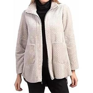 NEW HABITAT zip front sherpa car coat in putty
